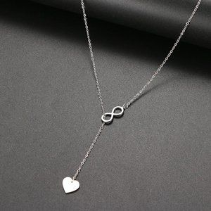 Infinity Drop Heart Silver Necklace - Forever Love, Valentines Day Gift, Elegant